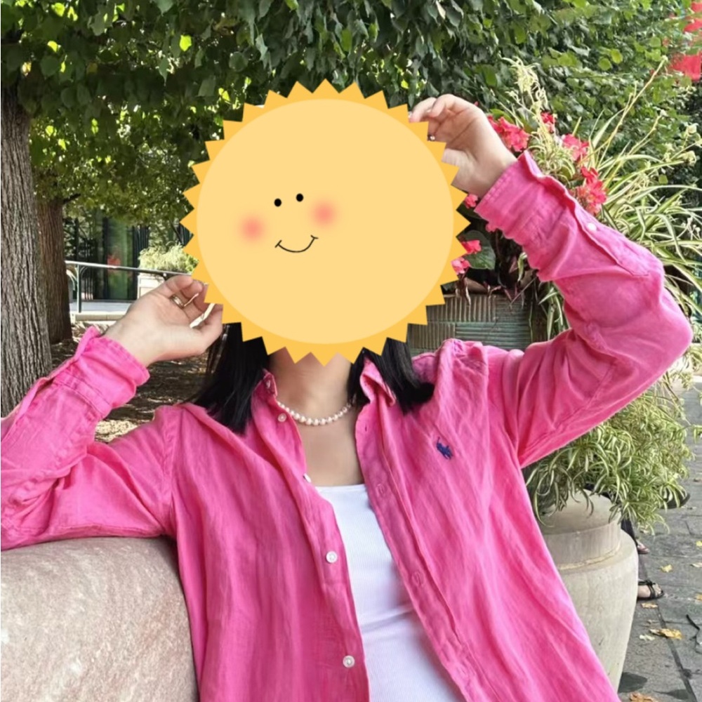 NWT Polo Ralph Lauren Women’s Pink Button-Up Linen Shirt Size M - Picture 2 of 10